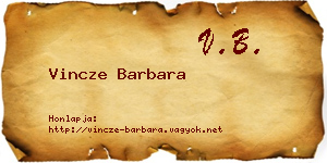 Vincze Barbara névjegykártya